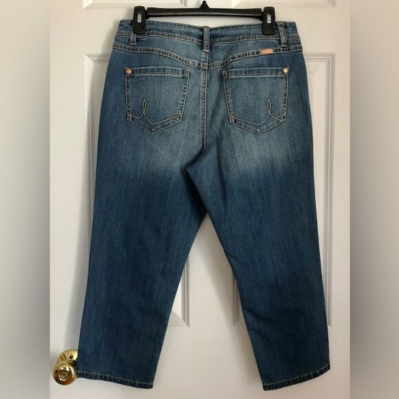 WOMEN'S JEANS DEMIN SKINNY LEG REGULAR FIT CROP SIZE 10P INC DEMIN 5 POCKETS - Picture 5 of 11